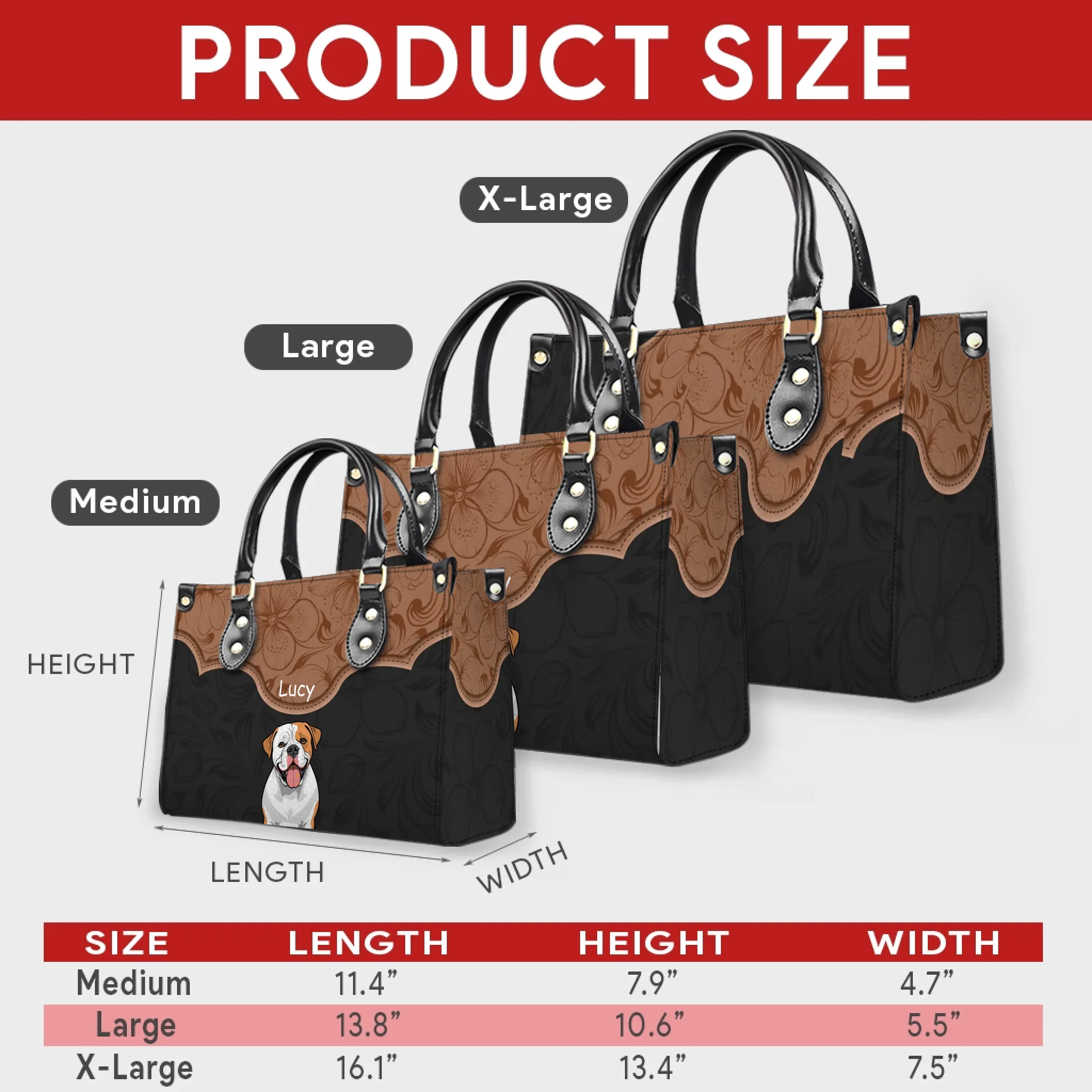 Floral Curved Panel Pet Artwork Handbag – Custom Dog Art & Name Gift for Dog Lovers - 89prints