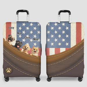 Cherished Custom Pug Luggage Cover Gift - Vintage USA Dog Luggage Cover | 89Prints