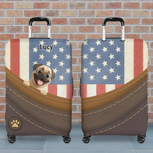 Cherished Custom Pug Luggage Cover Gift - Vintage USA Dog Luggage Cover | 89Prints