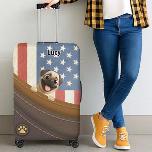 Cherished Custom Pug Luggage Cover Gift - Vintage USA Dog Luggage Cover | 89Prints