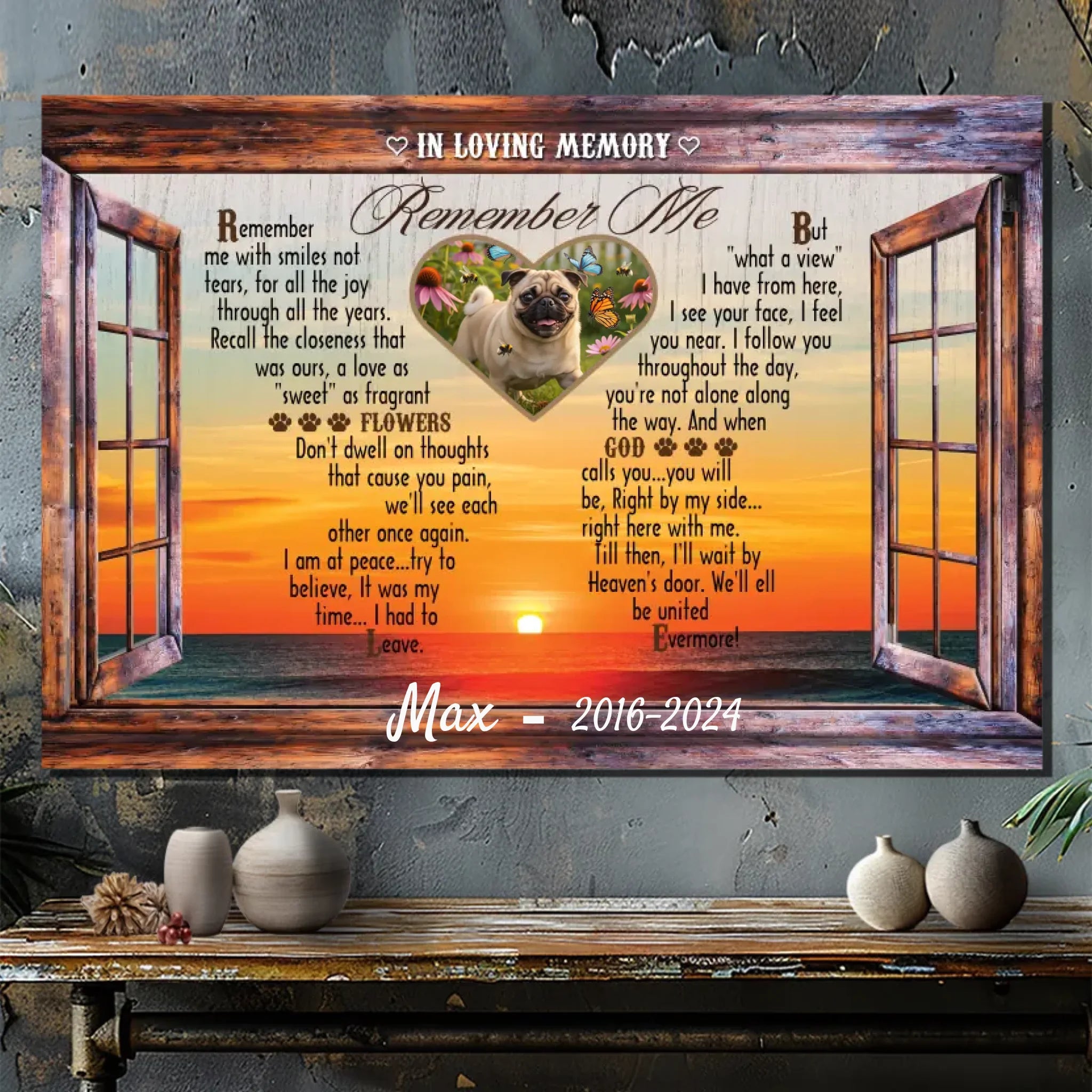 Meaningful Custom Pug Memorial Canvas Gift - In Loving Memory, Remember Me | 89Prints