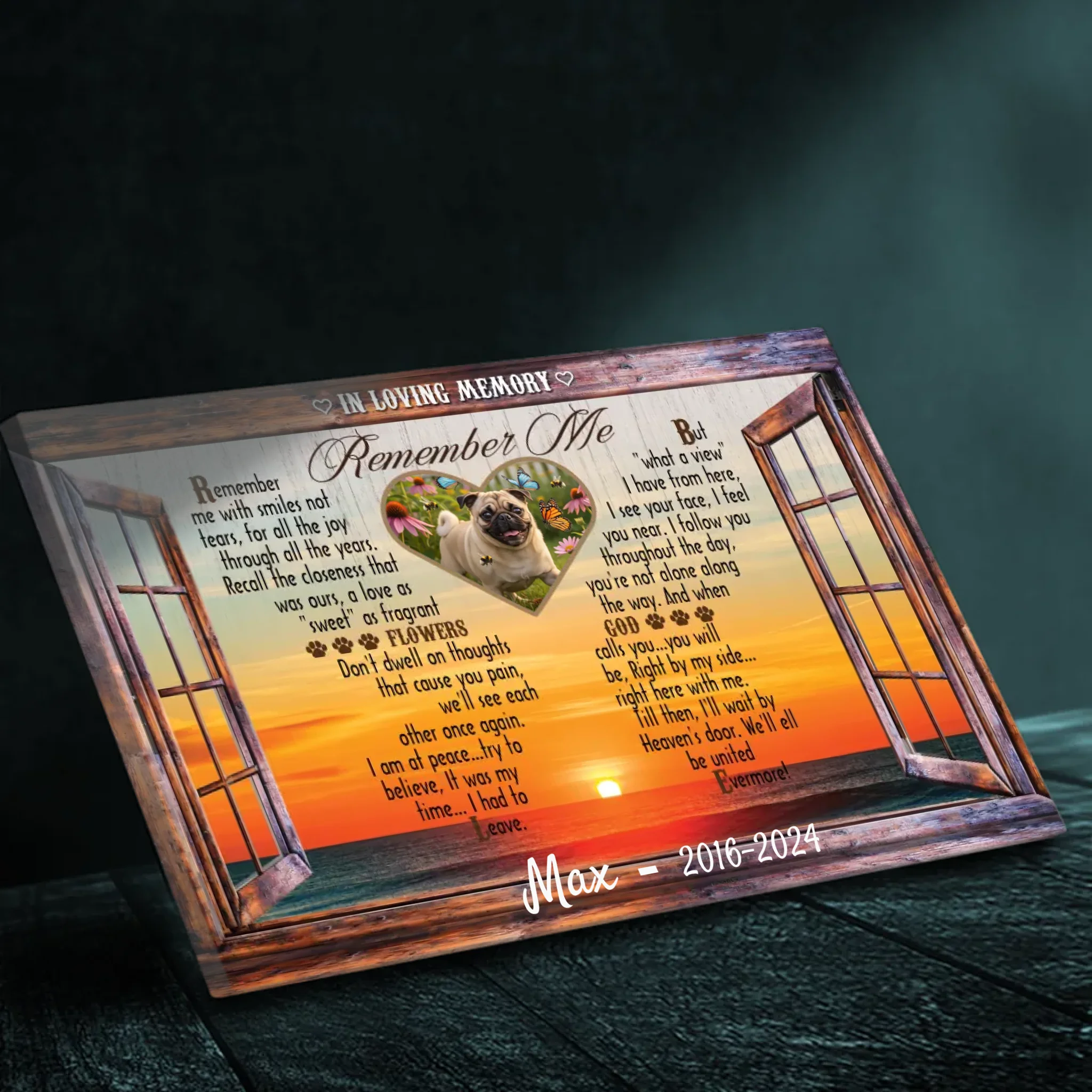 Meaningful Custom Pug Memorial Canvas Gift - In Loving Memory, Remember Me | 89Prints