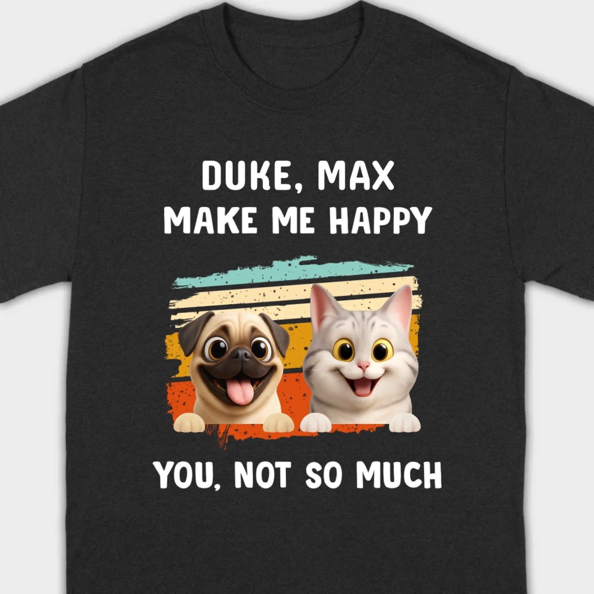 Meaningful Custom Pug Basic Tee Gift – Pet Makes Me Happy, You, Not So Much | 89Prints