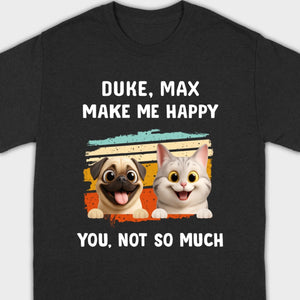 Meaningful Custom Pug Basic Tee Gift – Pet Makes Me Happy, You, Not So Much | 89Prints