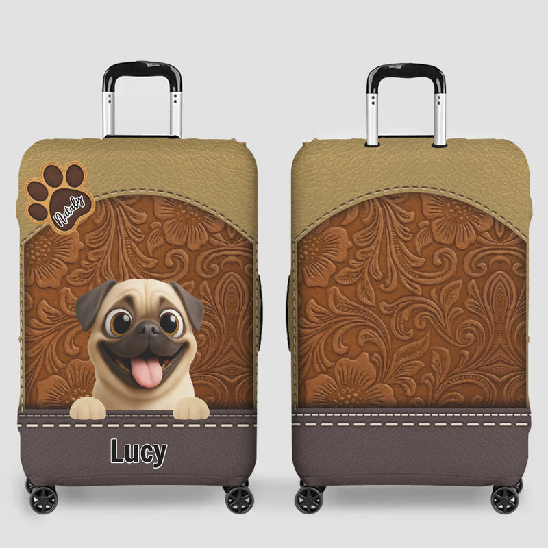 Meaningful Personalized Pug Retro Dog Illustration Luggage Cover Gift | 89Prints