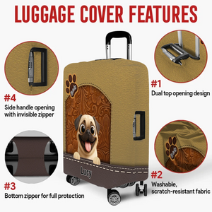 Meaningful Personalized Pug Retro Dog Illustration Luggage Cover Gift | 89Prints