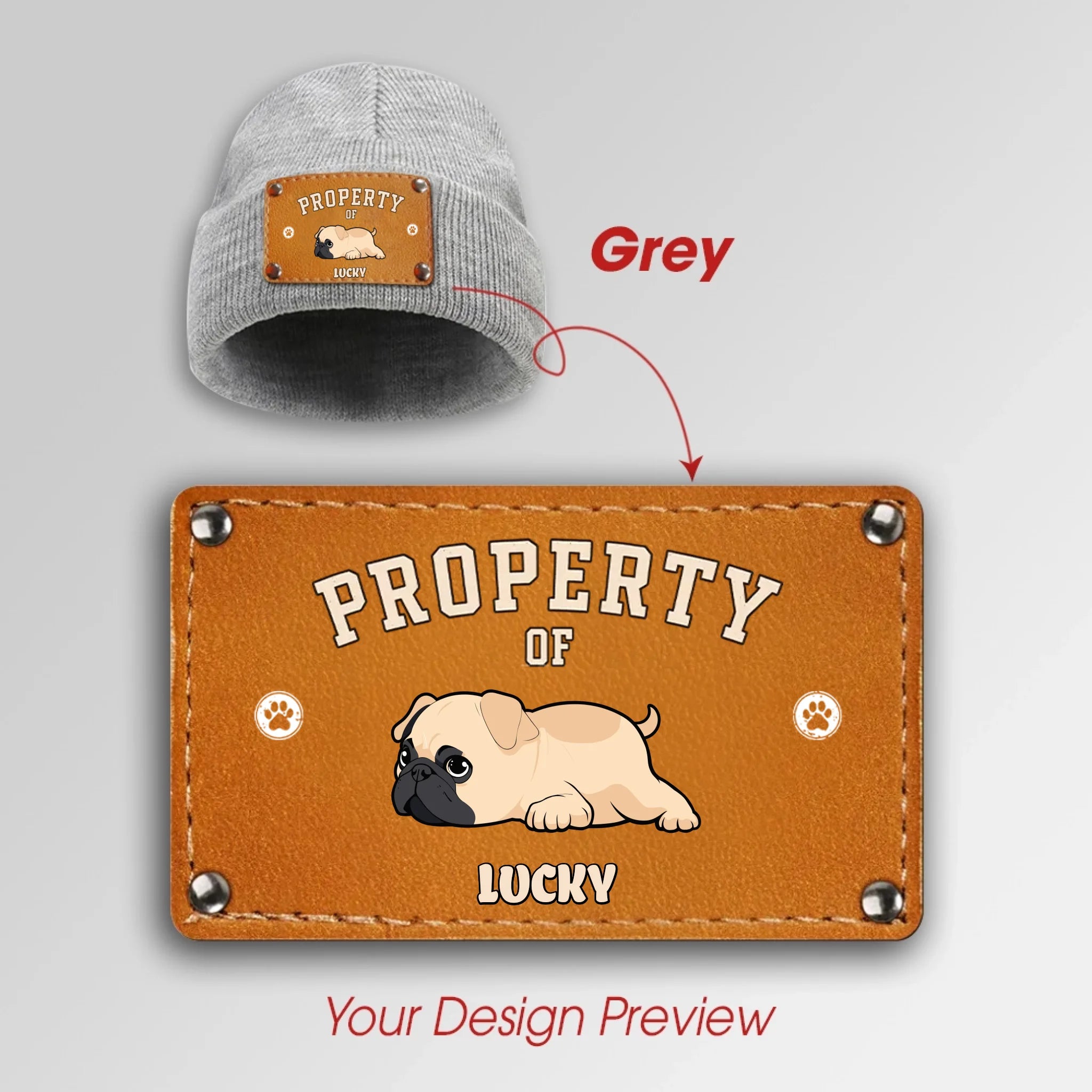 Personalized Pug Lover Beanie Present – Property Of Dogs | 89Prints