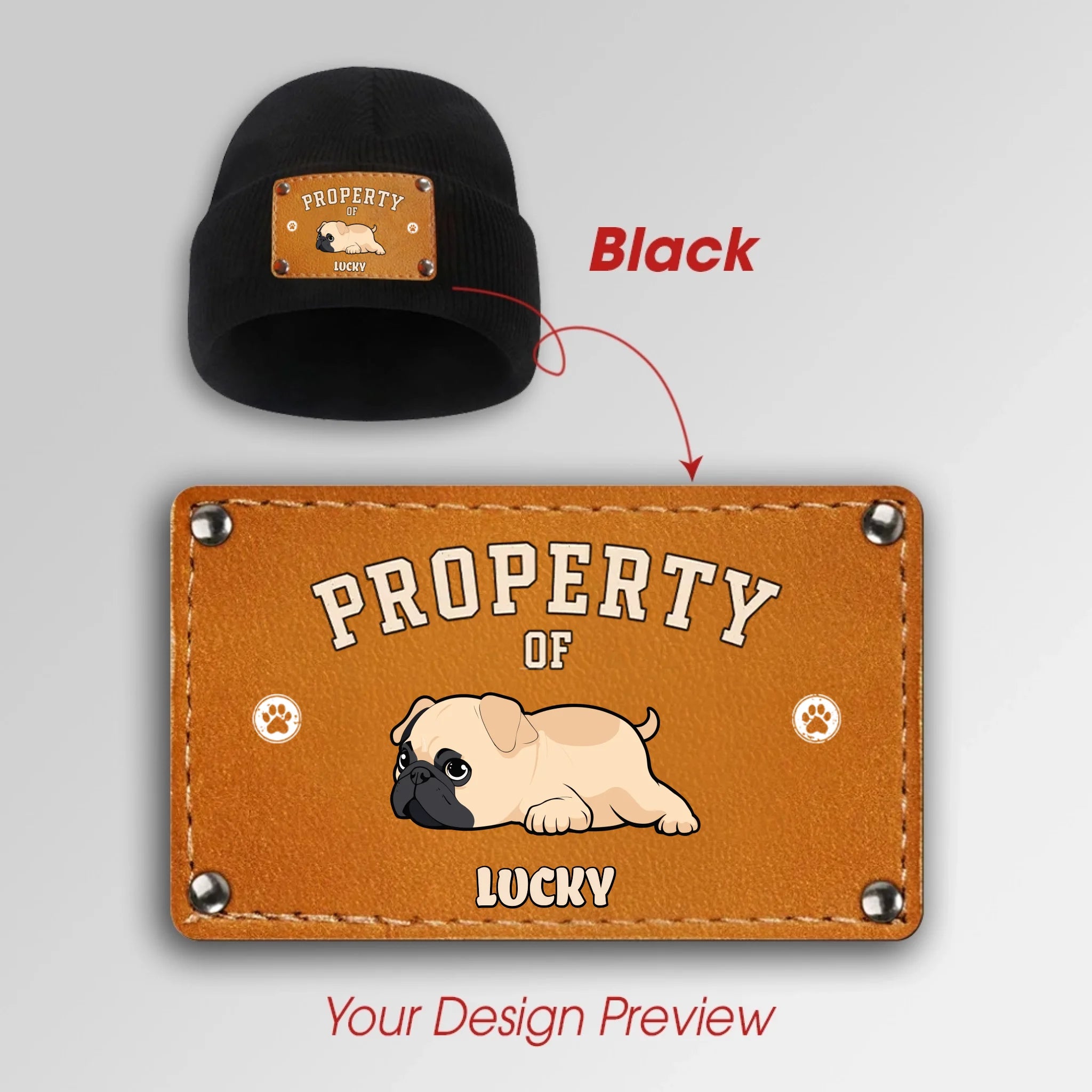 Personalized Pug Lover Beanie Present – Property Of Dogs | 89Prints