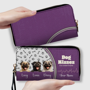 Custom Pug Lover Wallet Present – Dog Kisses Fix Everything | 89Prints