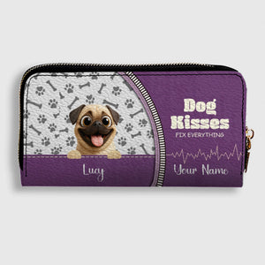 Custom Pug Lover Wallet Present – Dog Kisses Fix Everything | 89Prints