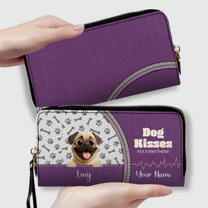 Custom Pug Lover Wallet Present – Dog Kisses Fix Everything | 89Prints