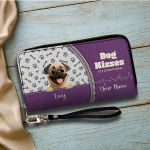 Custom Pug Lover Wallet Present – Dog Kisses Fix Everything | 89Prints