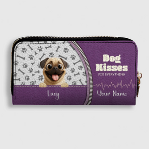 Custom Pug Lover Wallet Present – Dog Kisses Fix Everything | 89Prints