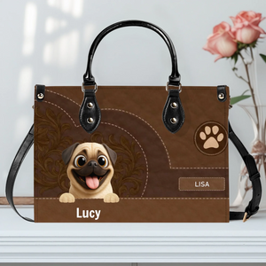 Personalized Pug Vintage Stitched Leather Dog Handbag For Pet Lovers | 89Prints