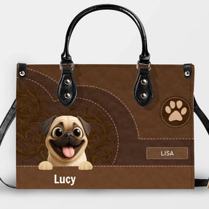 Personalized Pug Vintage Stitched Leather Dog Handbag For Pet Lovers | 89Prints