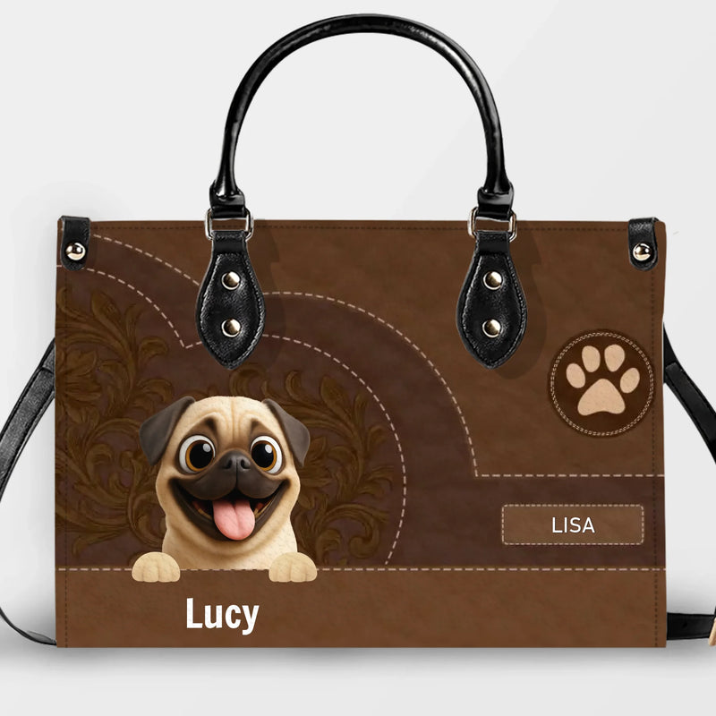 Personalized Pug Vintage Stitched Leather Dog Handbag For Pet Lovers | 89Prints