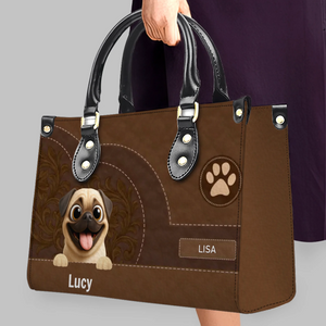 Personalized Pug Vintage Stitched Leather Dog Handbag For Pet Lovers | 89Prints