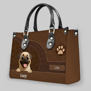 Personalized Pug Vintage Stitched Leather Dog Handbag For Pet Lovers | 89Prints