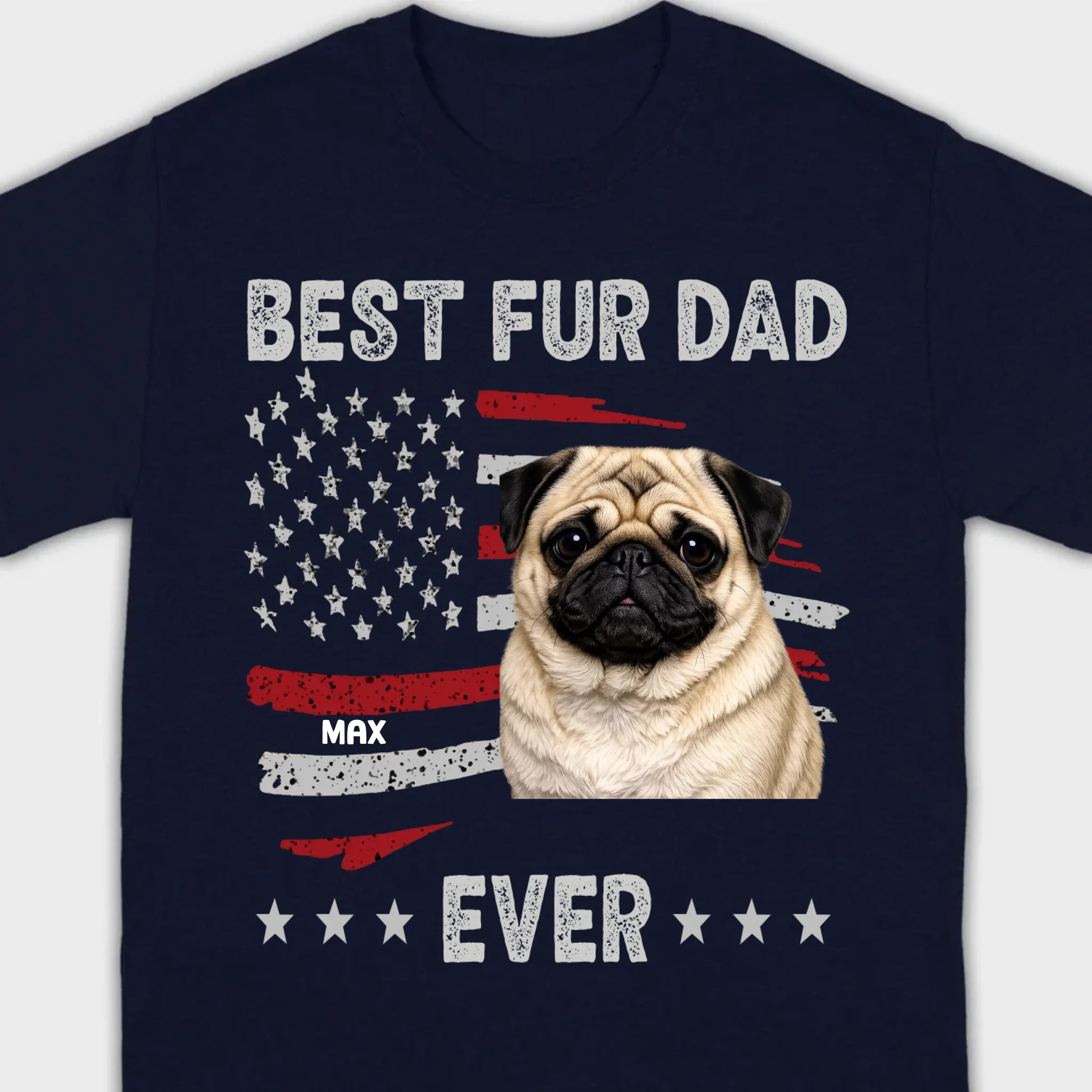 Meaningful Custom Pug Basic Tee Gift - Best Fur Dad Ever | 89Prints