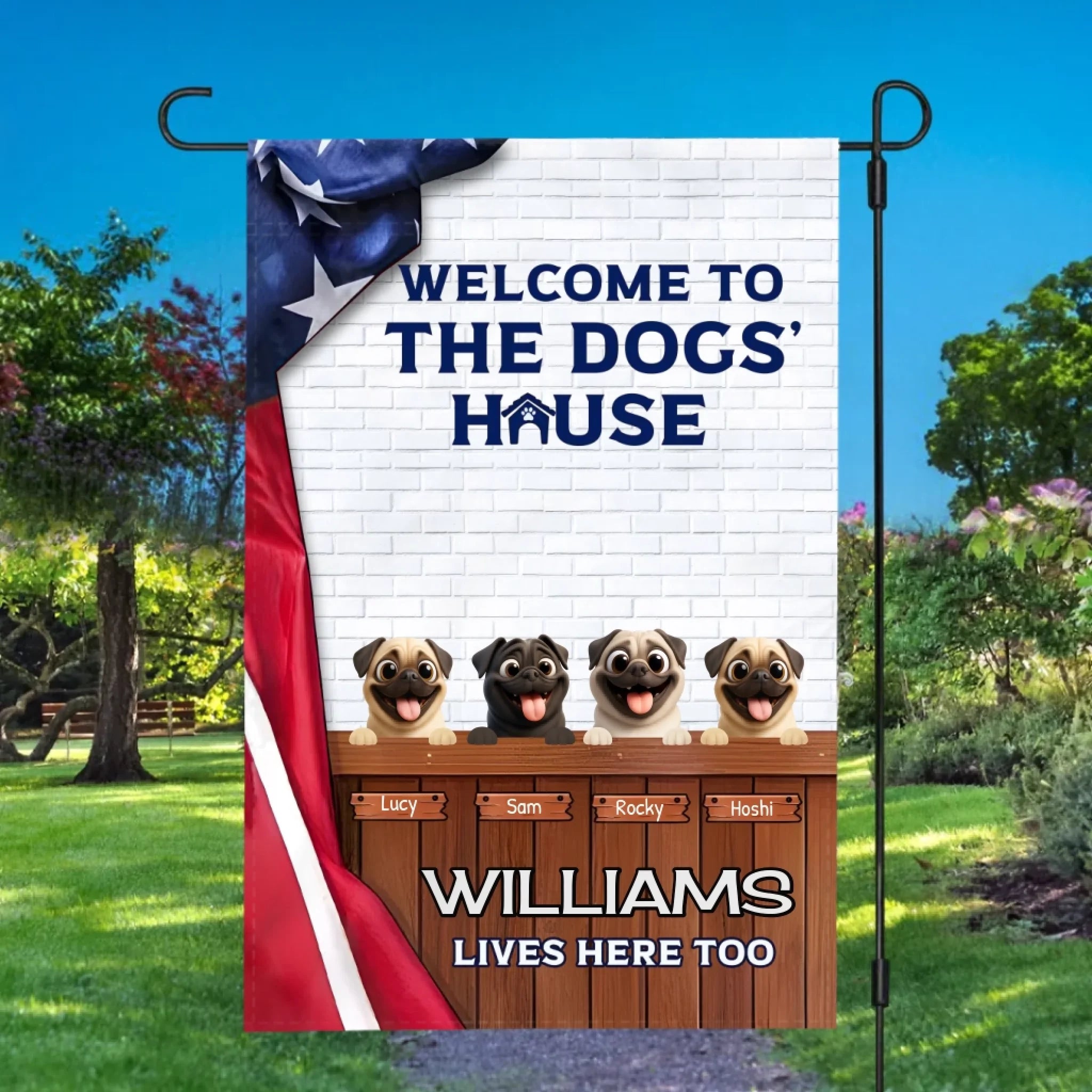 Personalized Pug Garden Flag – Meaningful Gift Welcome To The Dogs' House | 89Prints