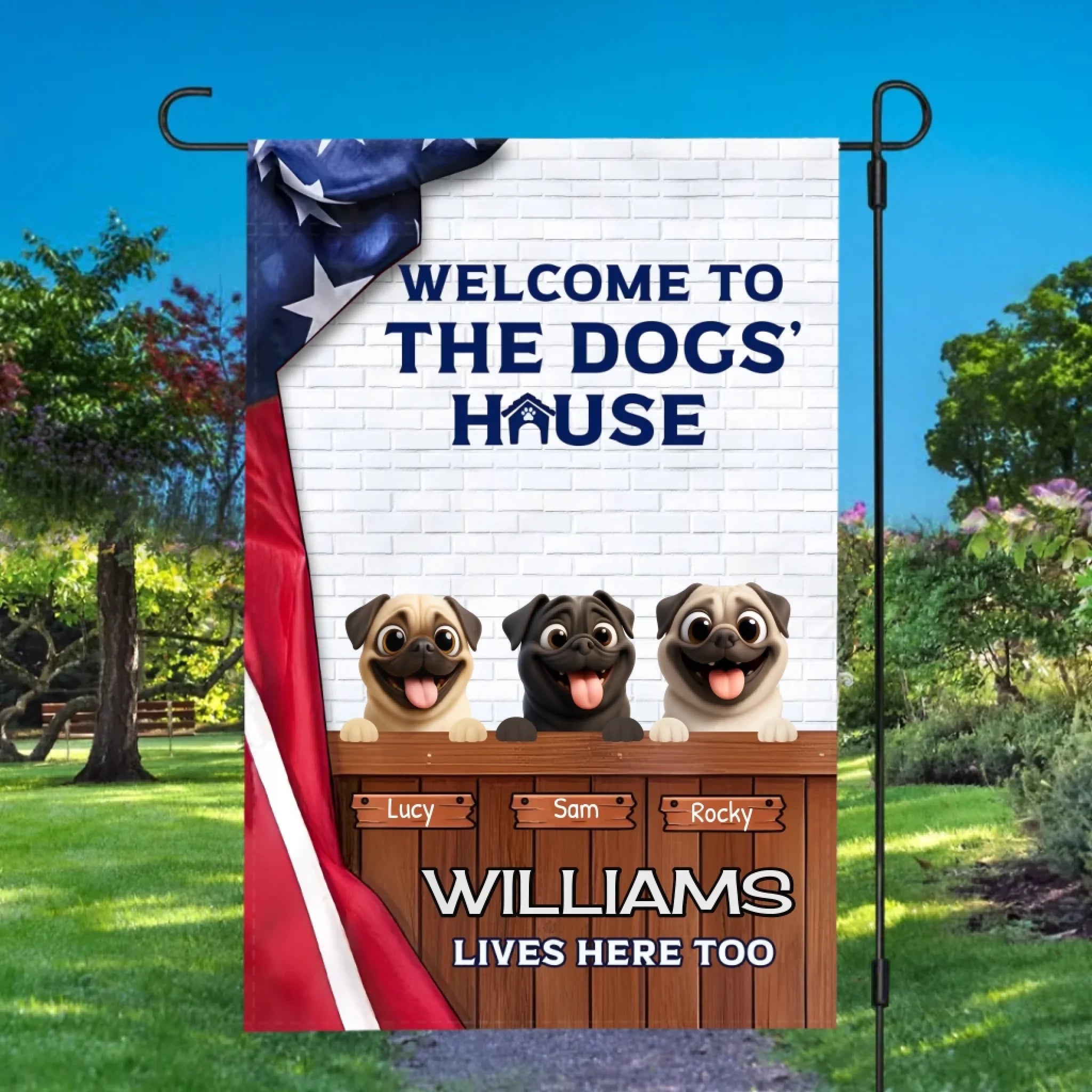 Personalized Pug Garden Flag – Meaningful Gift Welcome To The Dogs' House | 89Prints