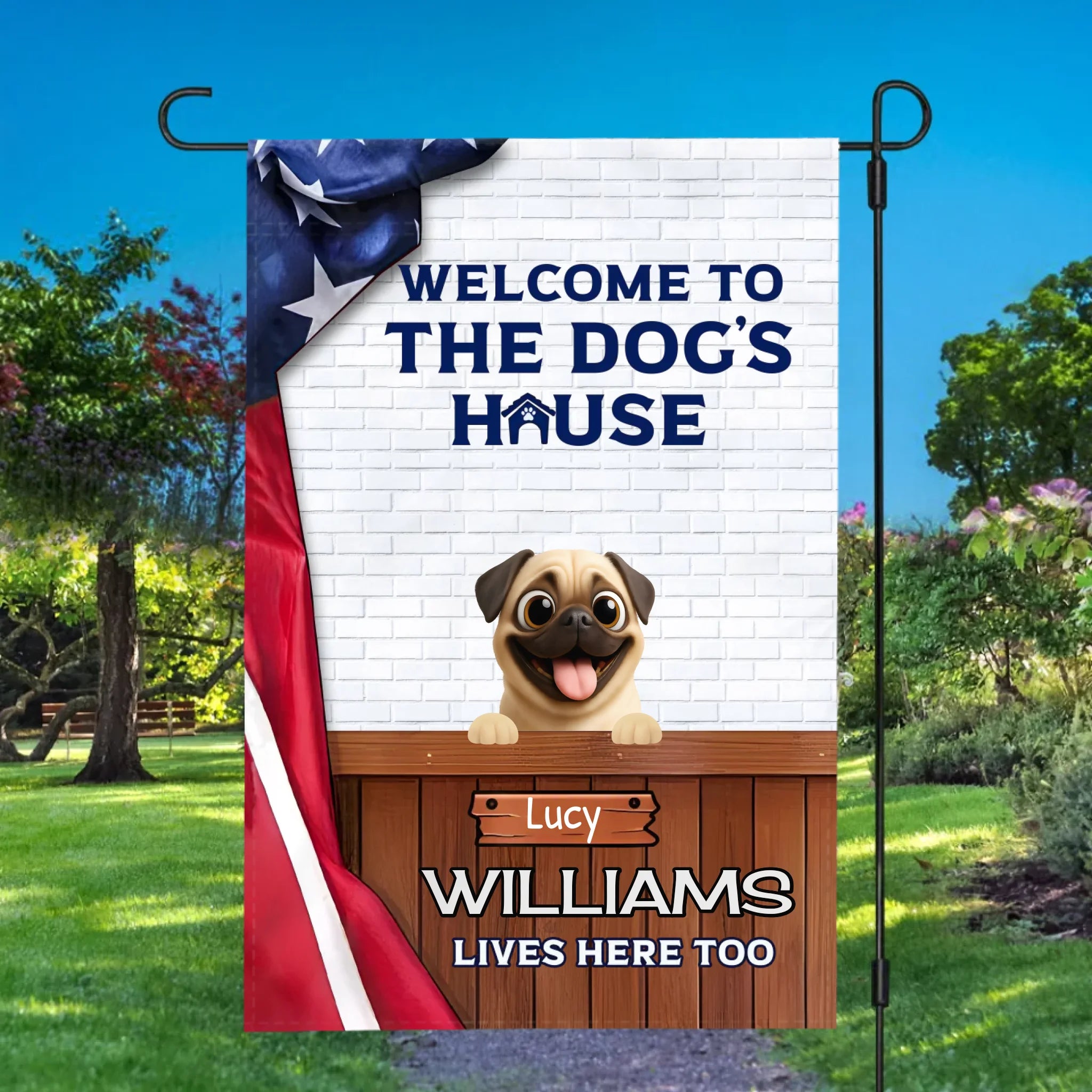 Personalized Pug Garden Flag – Meaningful Gift Welcome To The Dogs' House | 89Prints