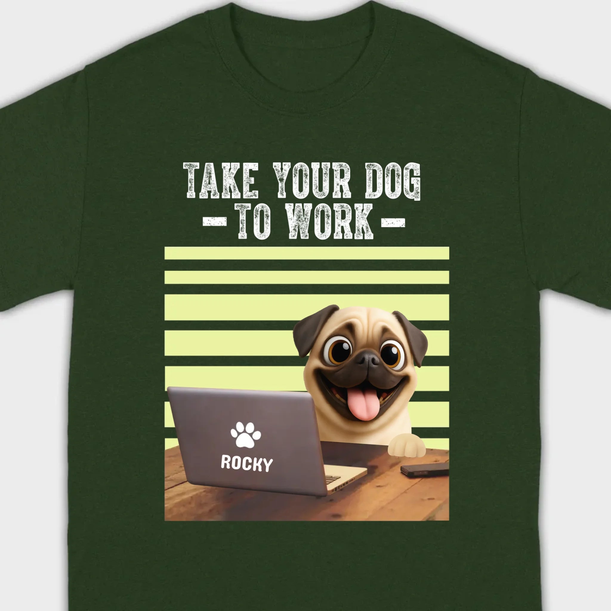 Customized Pug Basic Tee - Take Your Dog To Work T-Shirt | 89Prints