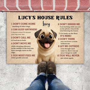 Personalized Pug Doormat – Funny House Rules Mat For Dog Lovers | 89Prints