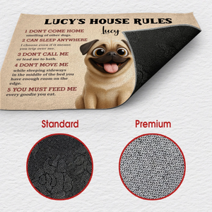 Personalized Pug Doormat – Funny House Rules Mat For Dog Lovers | 89Prints