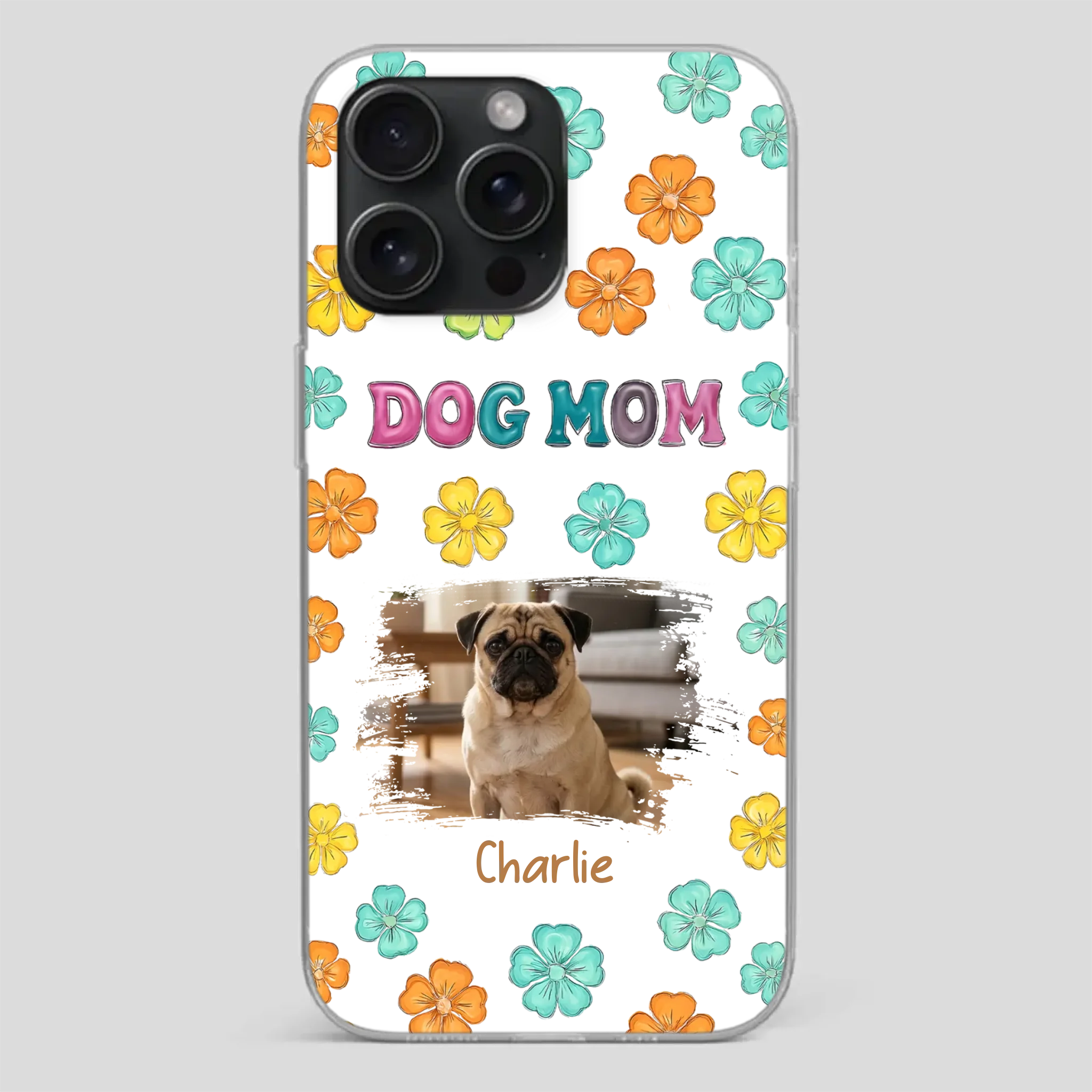 Personalized Pug Lover Phone Case – Custom Dog Name & Photo | 89Prints