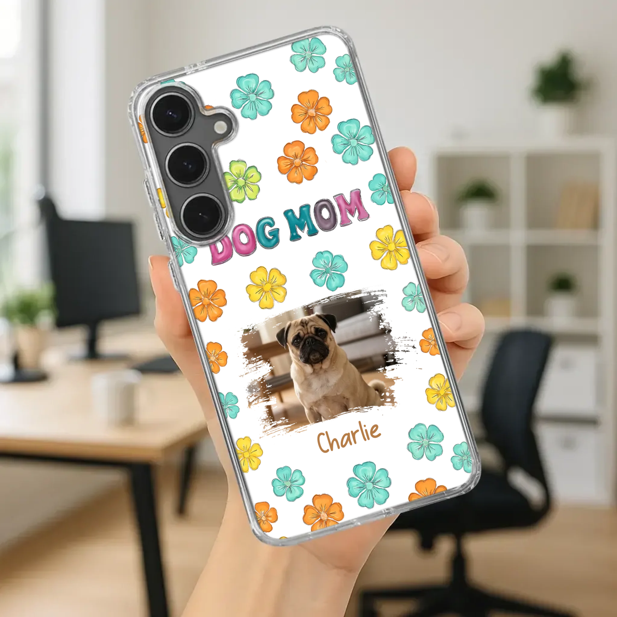 Personalized Pug Lover Phone Case – Custom Dog Name & Photo | 89Prints