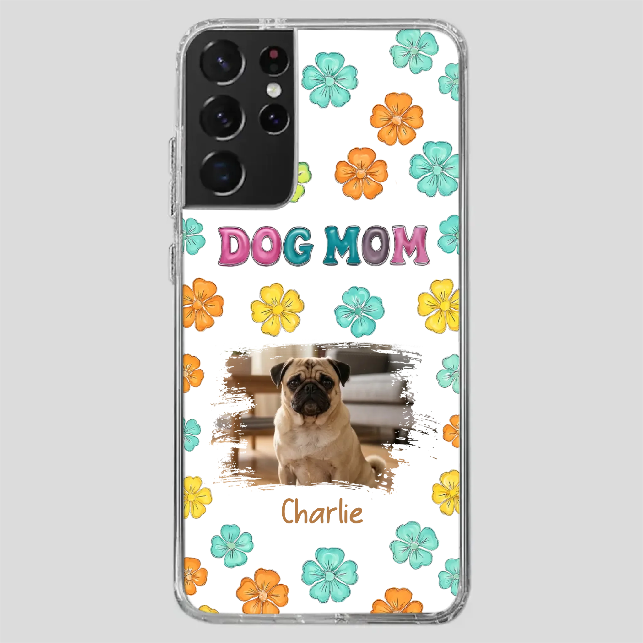 Personalized Pug Lover Phone Case – Custom Dog Name & Photo | 89Prints