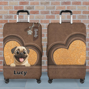 Custom Pug Lover Luggage Cover - Personalized Pet Art & Name | 89Prints