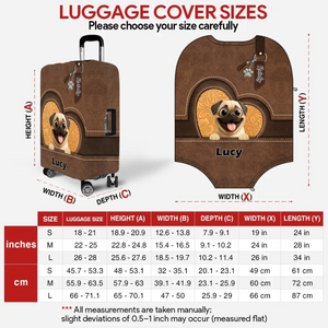 Custom Pug Lover Luggage Cover - Personalized Pet Art & Name | 89Prints