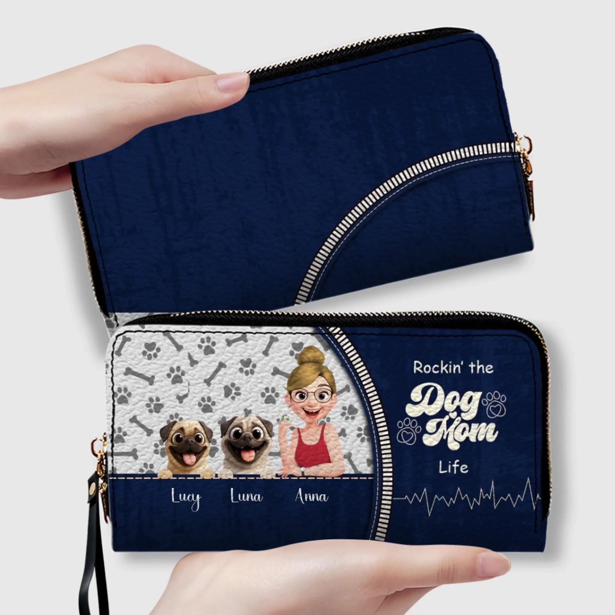 Personalized Pug Wallet - Rockin' The Dog Mom Life Gift | 89Prints