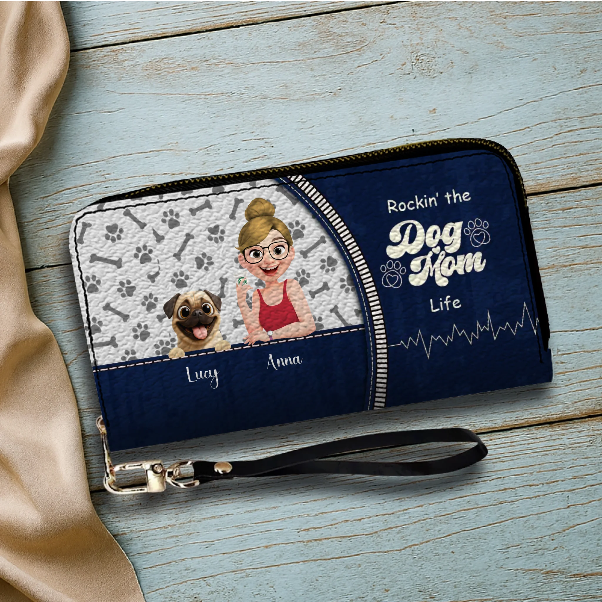 Personalized Pug Wallet - Rockin' The Dog Mom Life Gift | 89Prints