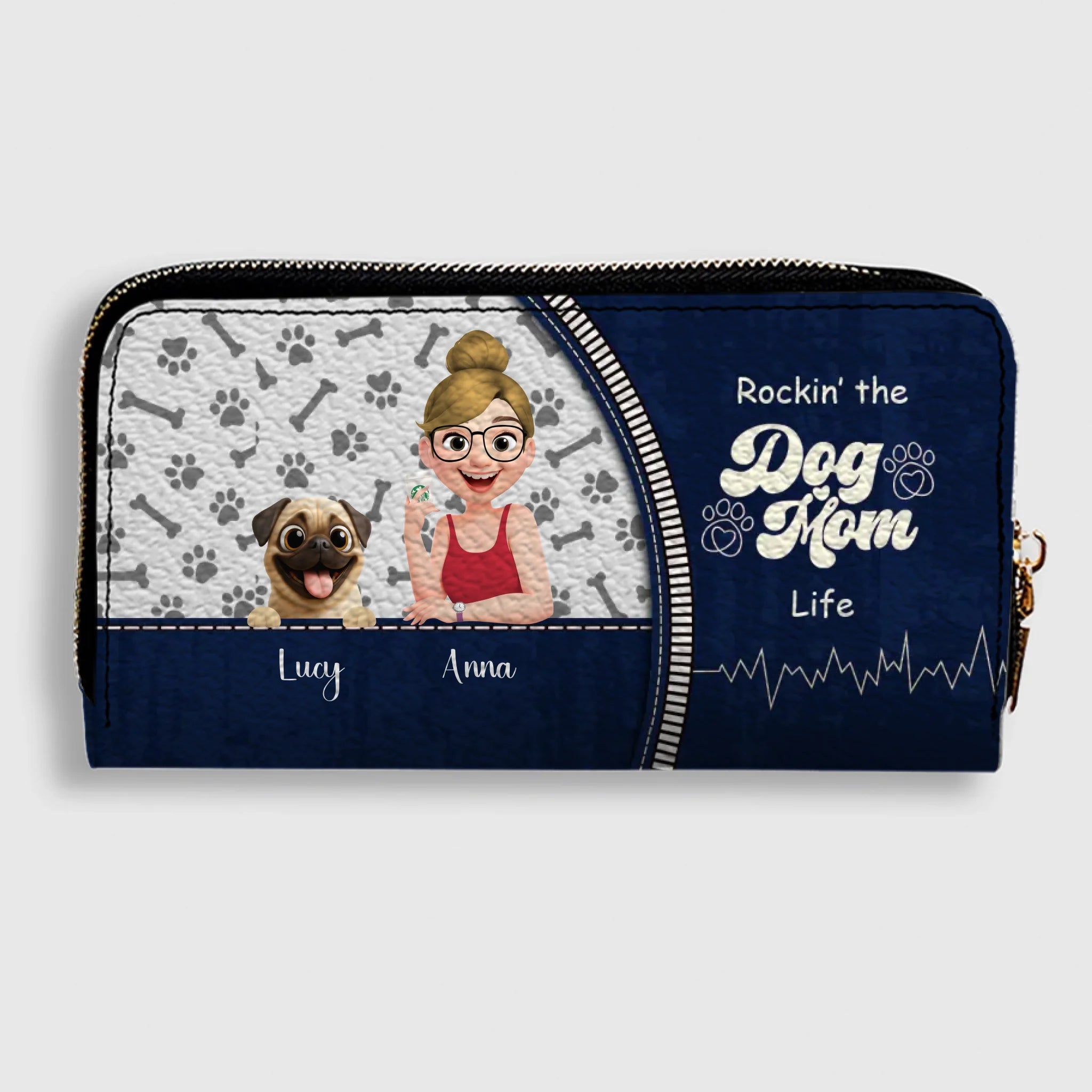 Personalized Pug Wallet - Rockin' The Dog Mom Life Gift | 89Prints