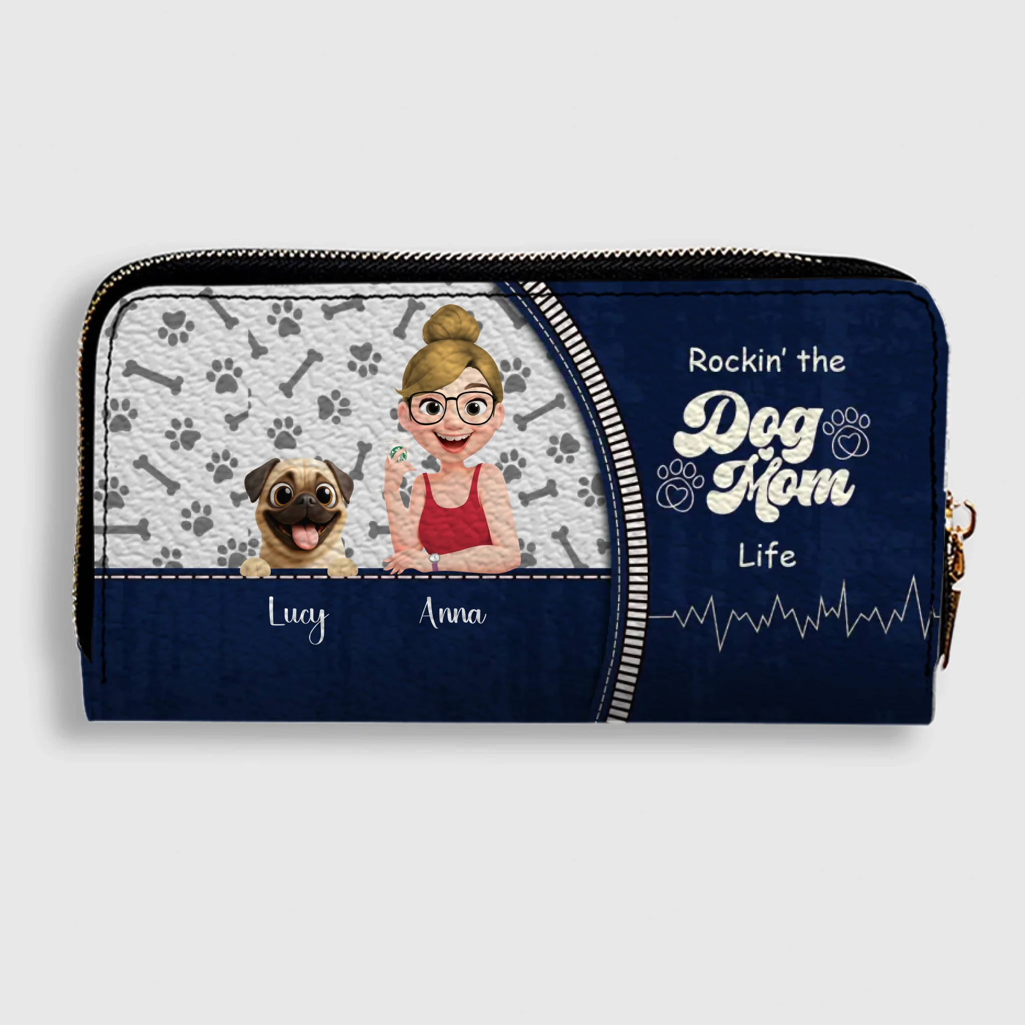 Personalized Pug Wallet - Rockin' The Dog Mom Life Gift | 89Prints