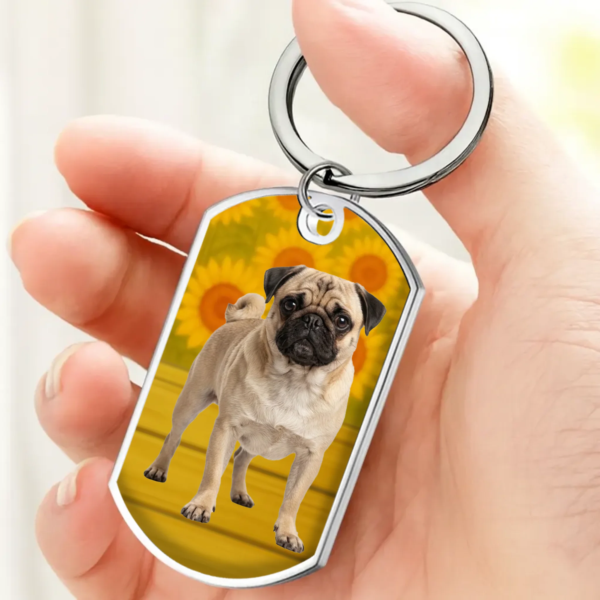 Custom Pug Lover Keychain – Personalized Photo & Engraved Keepsake | 89Prints