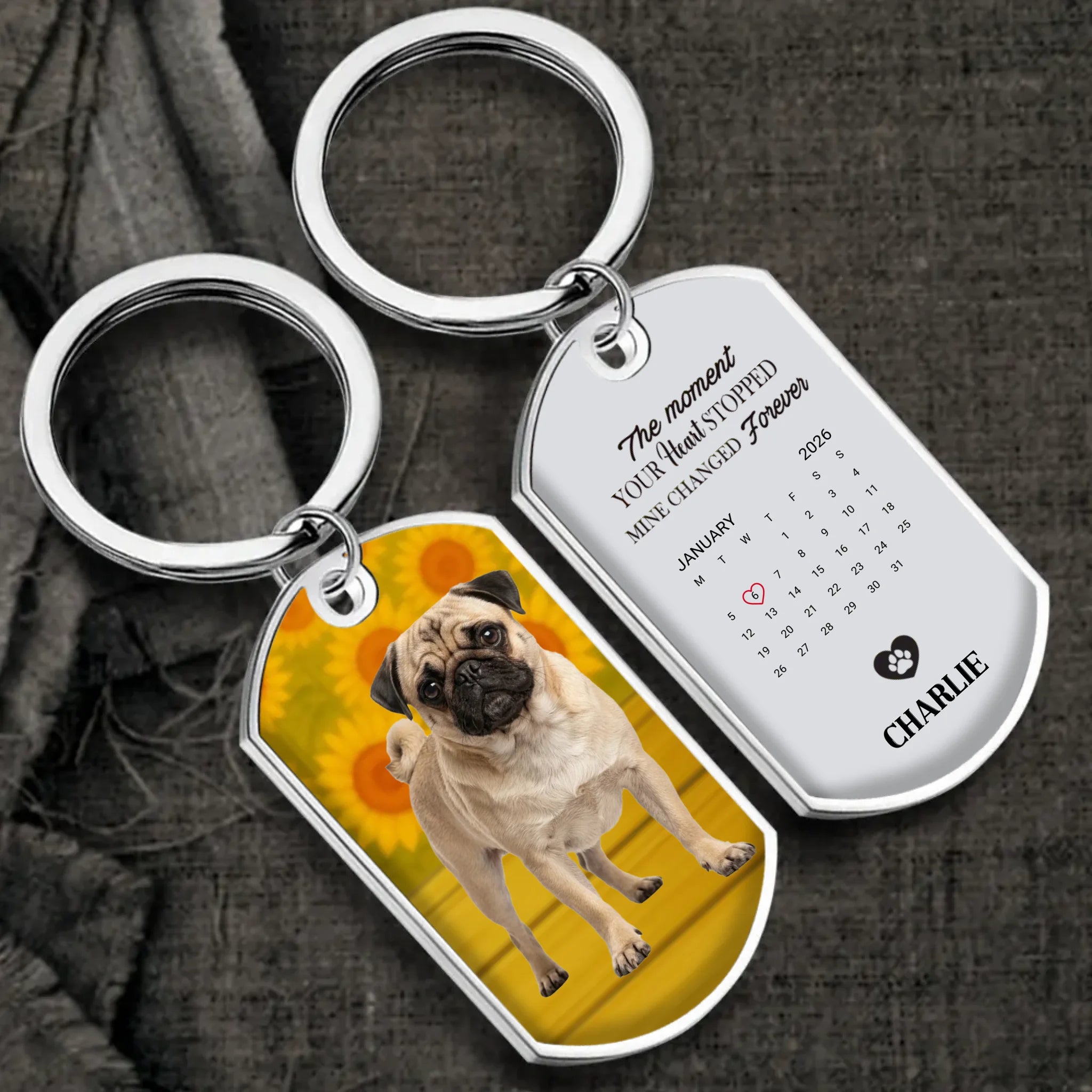 Custom Pug Lover Keychain – Personalized Photo & Engraved Keepsake | 89Prints