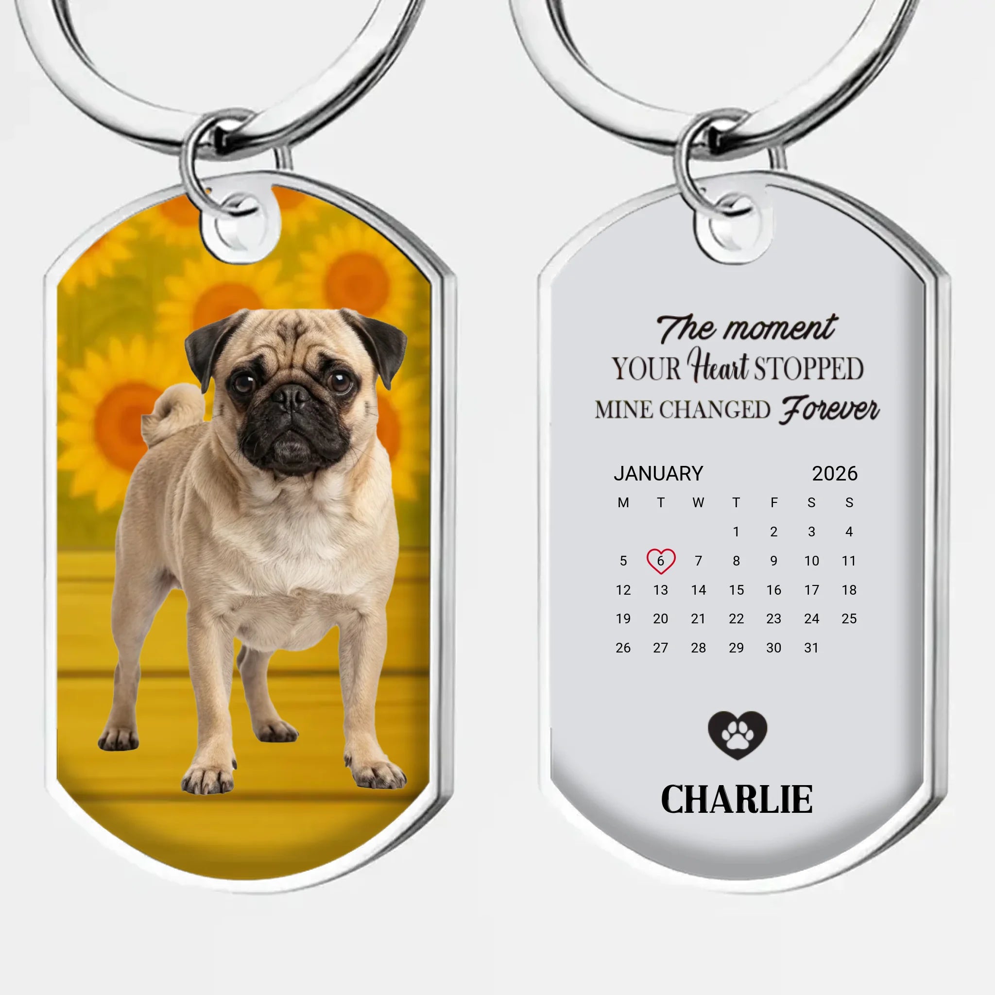 Custom Pug Lover Keychain – Personalized Photo & Engraved Keepsake | 89Prints