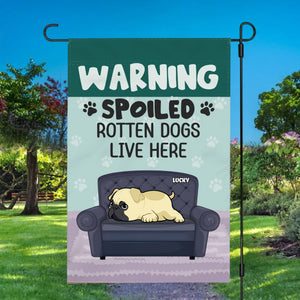 Custom Pug Lover Garden Flag – Spoiled Rotten Dogs Live Here Gift | 89Prints