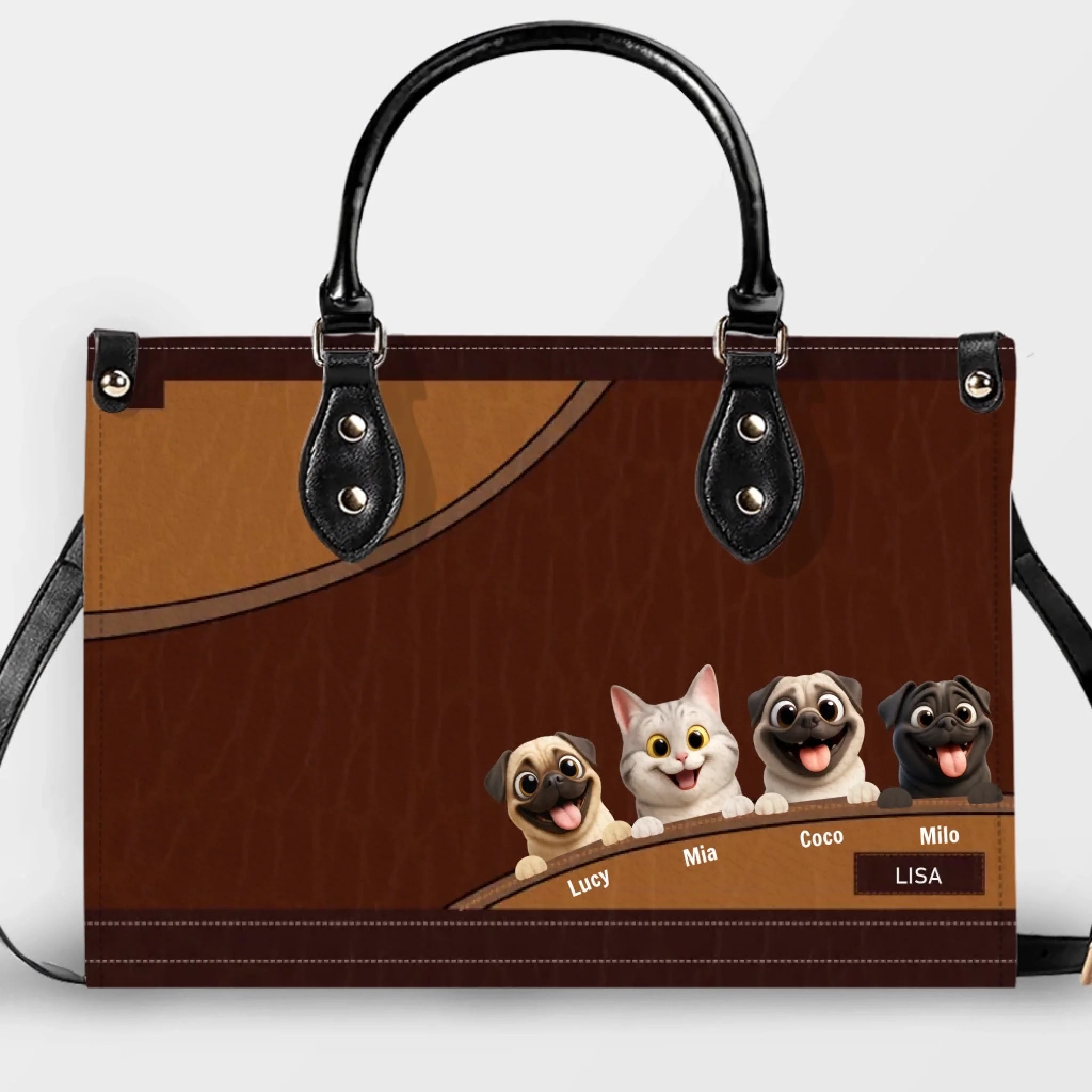 Customized Pug Leather Handbag – Custom Dog Gifts For Owners | 89Prints
