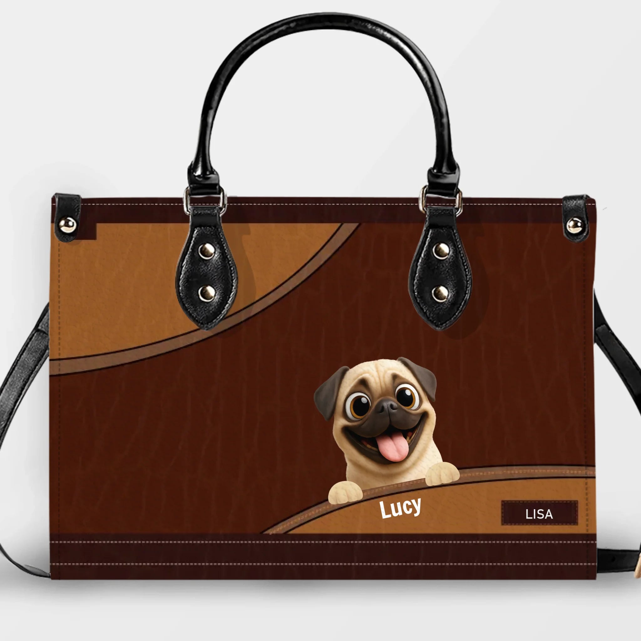 Customized Pug Leather Handbag – Custom Dog Gifts For Owners | 89Prints