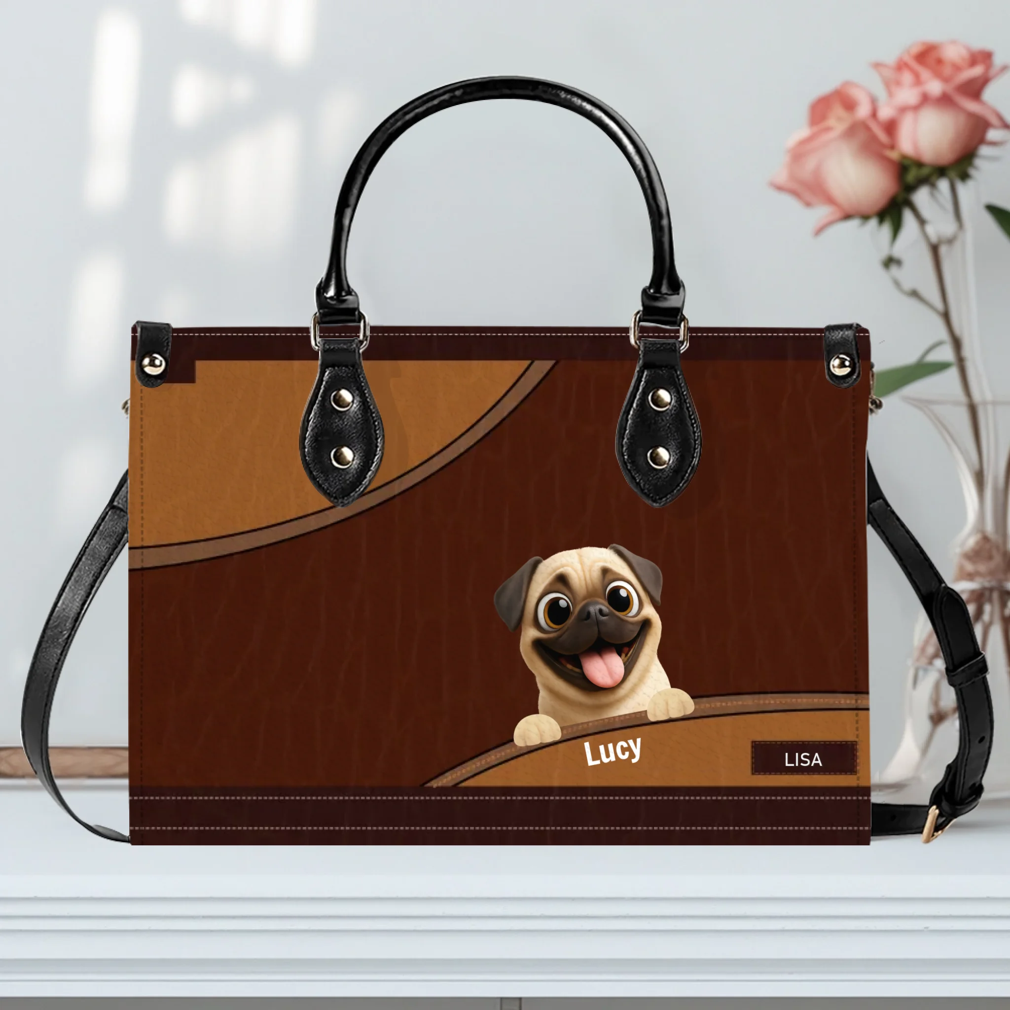 Customized Pug Leather Handbag – Custom Dog Gifts For Owners | 89Prints