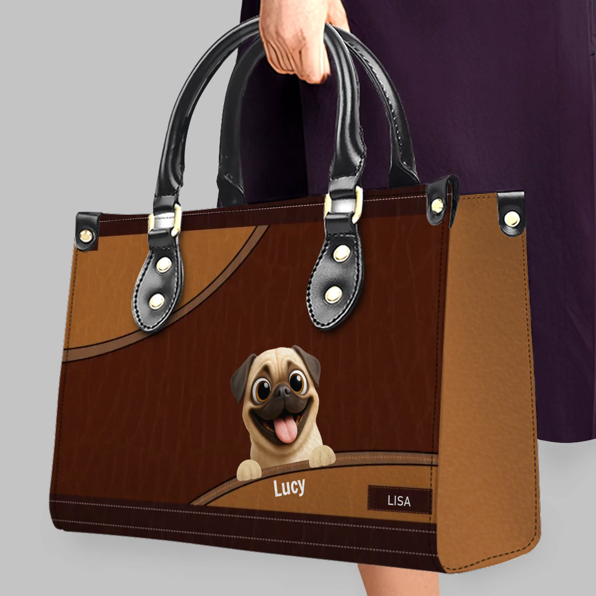 Customized Pug Leather Handbag – Custom Dog Gifts For Owners | 89Prints