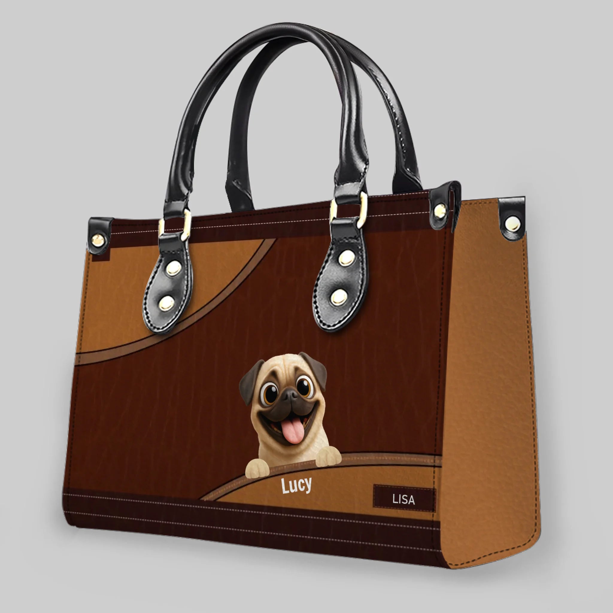 Customized Pug Leather Handbag – Custom Dog Gifts For Owners | 89Prints