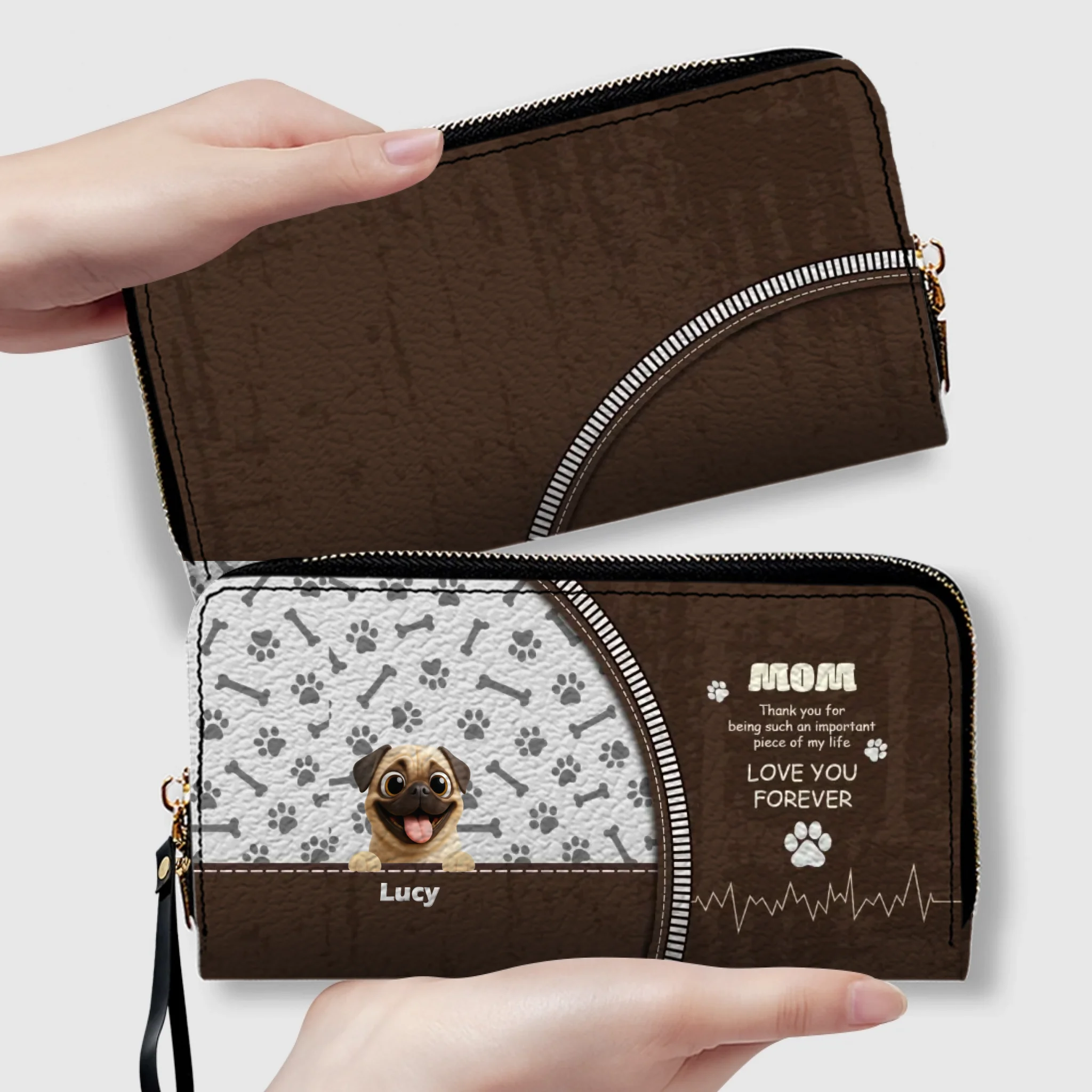 Personalized Pug Wallets – Add Your Cute Pup & Custom Name, Perfect Gift for Pet Lovers - 89Prints