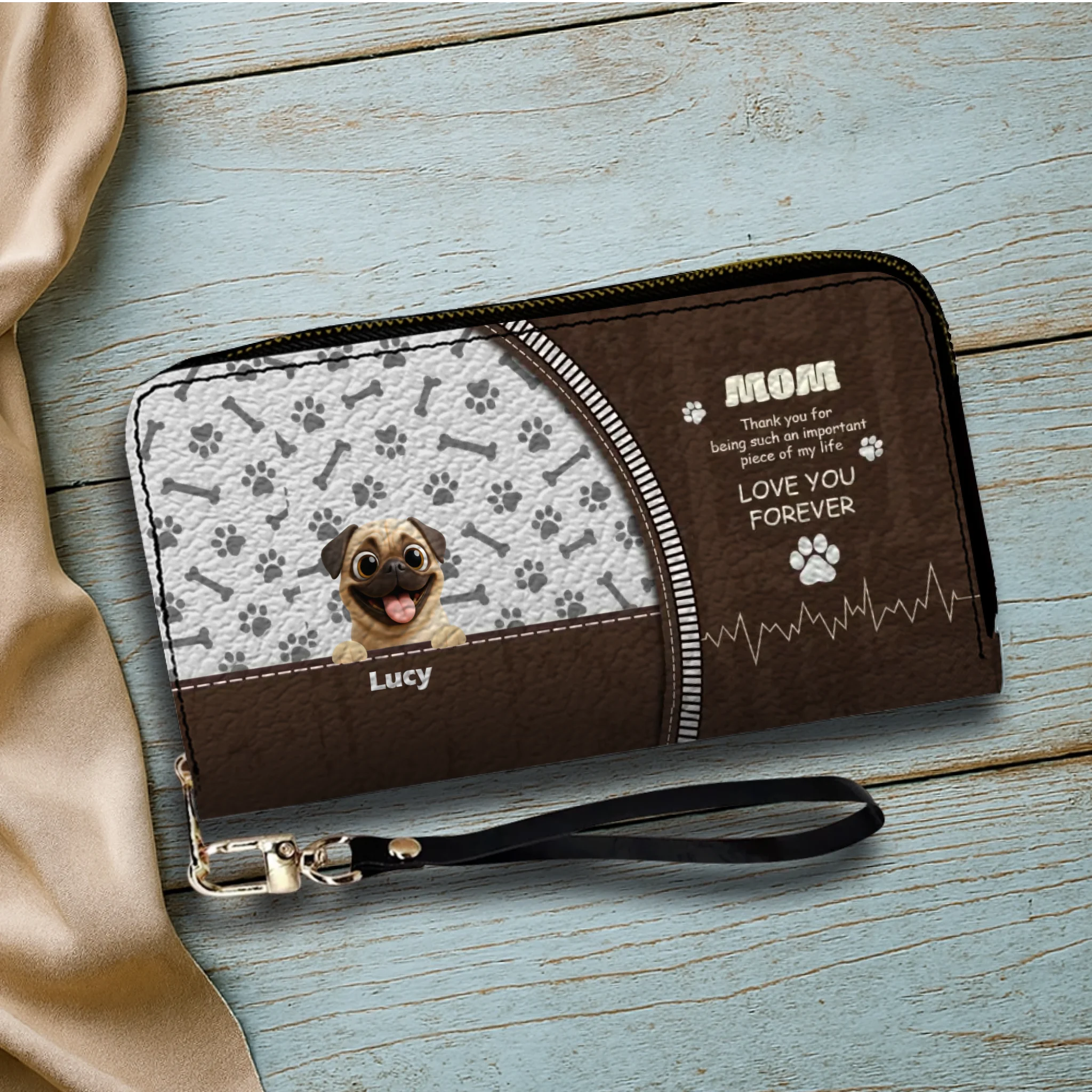 Personalized Pug Wallets – Add Your Cute Pup & Custom Name, Perfect Gift for Pet Lovers - 89Prints