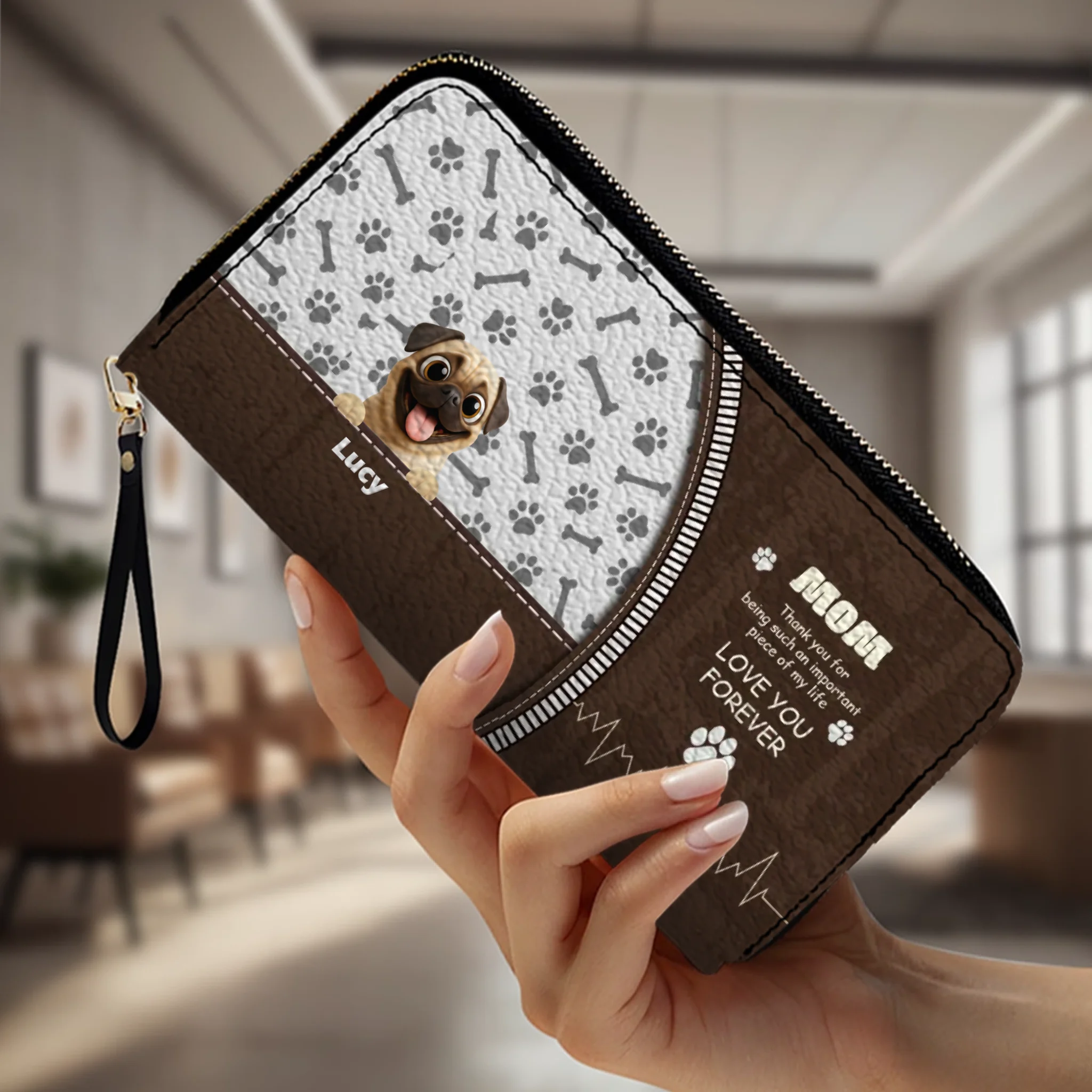 Personalized Pug Wallets – Add Your Cute Pup & Custom Name, Perfect Gift for Pet Lovers - 89Prints